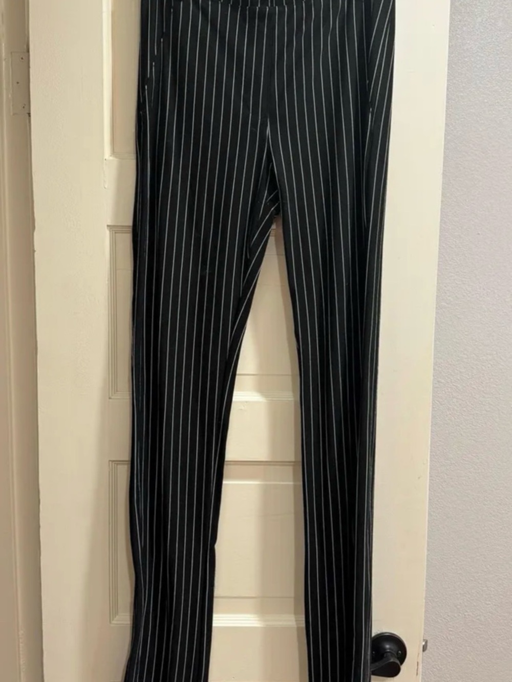 Women's Black Pinstripe Trousers - Tailored Slim Fit